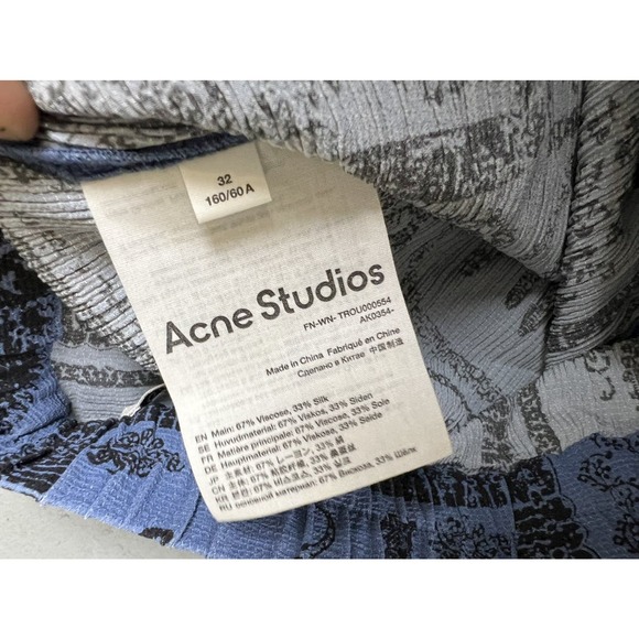 Acne Studios Textured Blue‎ Printed Pants Size EU 32 - Picture 4 of 6